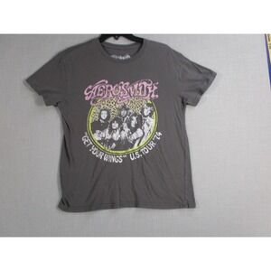 Aerosmith Get Your Wings 1974 Tour Graphic T-Shirt Gray Cotton Womens Large